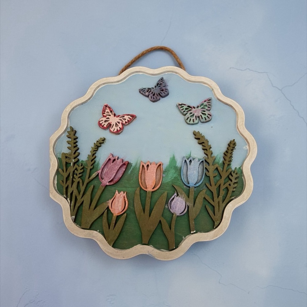 Hand-Painted Wooden Floral Wall Hanging - Multicolor select 1 - Picture 4 of 4